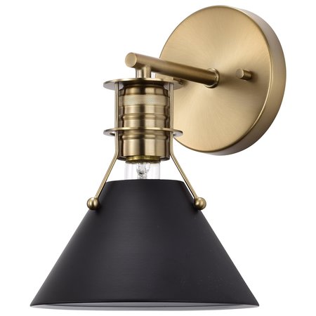 NUVO Outpost 1-Light Wall Sconce - Matte Black with Burnished Brass 60/7519